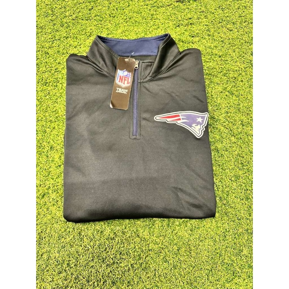 New England Patriots Football Shirt Mens Large Black Majestic Thermabase 1/4 Zip